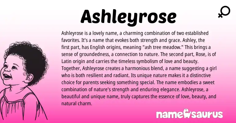 Infographic about Ashleyrose name meaning, Ashleyrose is a name from Latin, English origin(s).