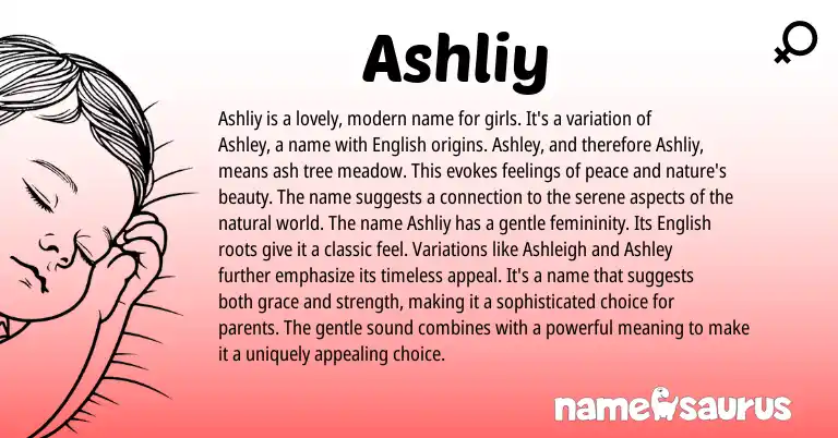 Infographic about Ashliy name meaning, Ashliy is a name from English origin(s).