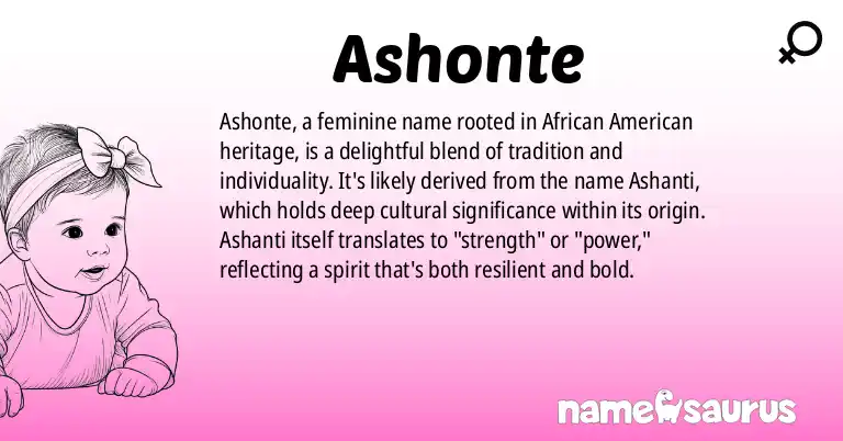 Infographic about Ashonte name meaning, Ashonte is a name from African American origin(s).