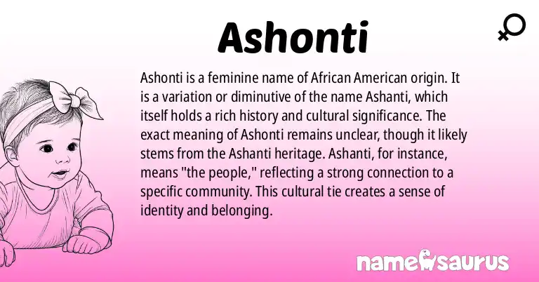 Infographic about Ashonti name meaning, Ashonti is a name from African American origin(s).