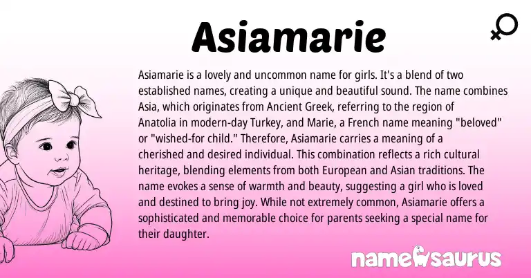 Infographic about Asiamarie name meaning, Asiamarie is a name from Other origin(s).