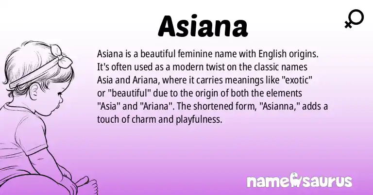 Infographic about Asiana name meaning, Asiana is a name from English origin(s).