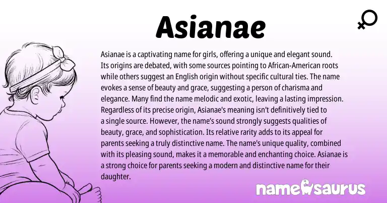 Infographic about Asianae name meaning, Asianae is a name from Other origin(s).
