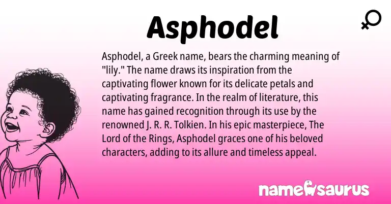 Infographic about Asphodel name meaning, Asphodel is a name from Greek origin(s).