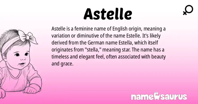 Infographic about Astelle name meaning, Astelle is a name from English origin(s).
