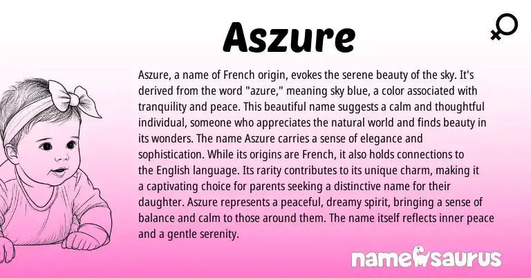 Infographic about Aszure name meaning, Aszure is a name from French origin(s).