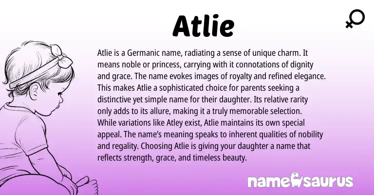 Infographic about Atlie name meaning, Atlie is a name from Germanic origin(s).