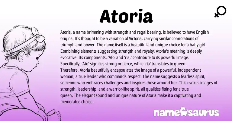 Infographic about Atoria name meaning, Atoria is a name from Other origin(s).