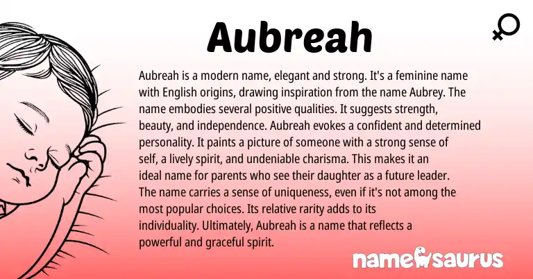 Infographic about Aubreah name meaning, Aubreah is a name from Other origin(s).