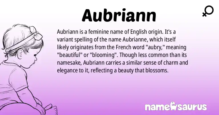 Infographic about Aubriann name meaning, Aubriann is a name from English origin(s).