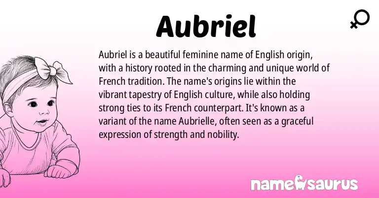 Infographic about Aubriel name meaning, Aubriel is a name from English origin(s).