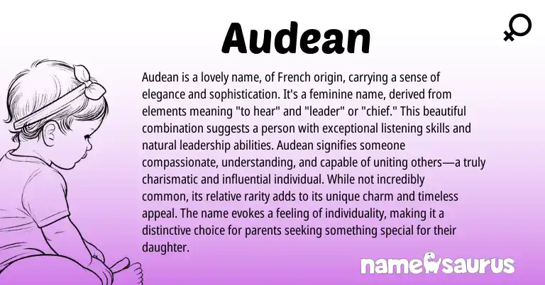 Infographic about Audean name meaning, Audean is a name from French origin(s).