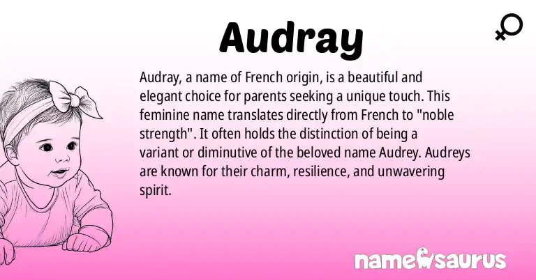 Infographic about Audray name meaning, Audray is a name from French, French (Belgian) origin(s).