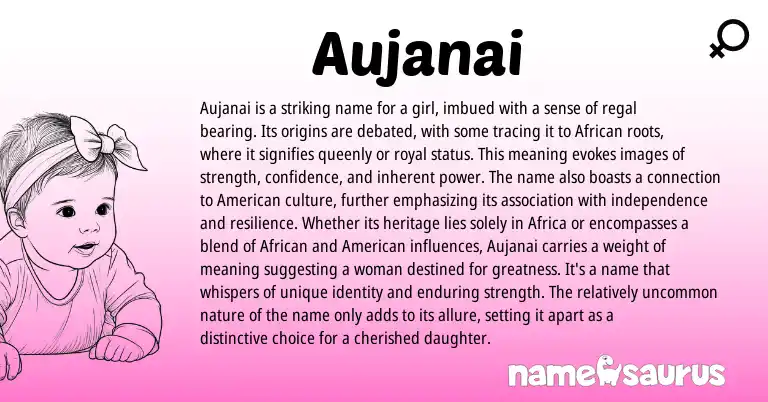 Infographic about Aujanai name meaning, Aujanai is a name from African origin(s).
