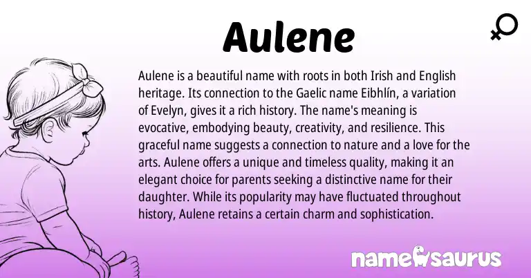 Infographic about Aulene name meaning, Aulene is a name from Gaelic, Irish origin(s).