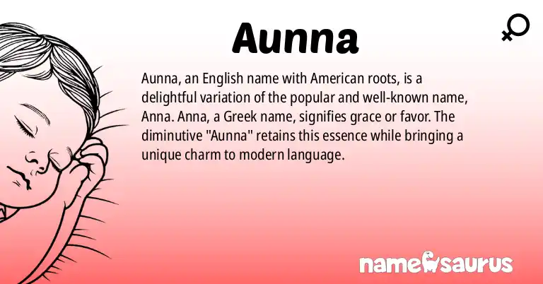 Infographic about Aunna name meaning, Aunna is a name from English (American) origin(s).