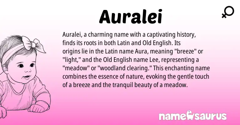 Infographic about Auralei name meaning, Auralei is a name from Old English, Latin origin(s).