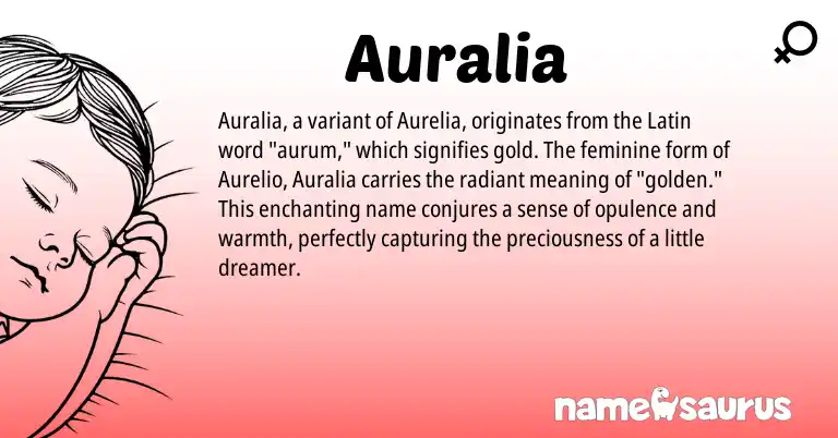 Infographic about Auralia name meaning, Auralia is a name from Latin origin(s).