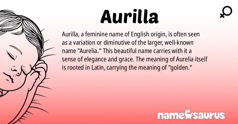 Infographic about Aurilla name meaning, Aurilla is a name from English origin(s).