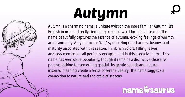 Infographic about Autymn name meaning, Autymn is a name from English origin(s).