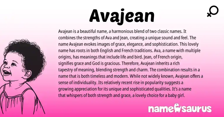 Infographic about Avajean name meaning, Avajean is a name from Other origin(s).