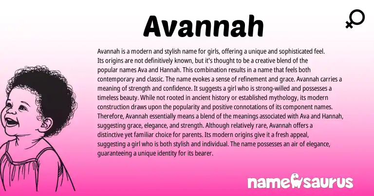 Infographic about Avannah name meaning, Avannah is a name from Other origin(s).