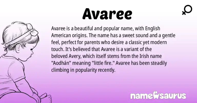 Infographic about Avaree name meaning, Avaree is a name from English (American) origin(s).