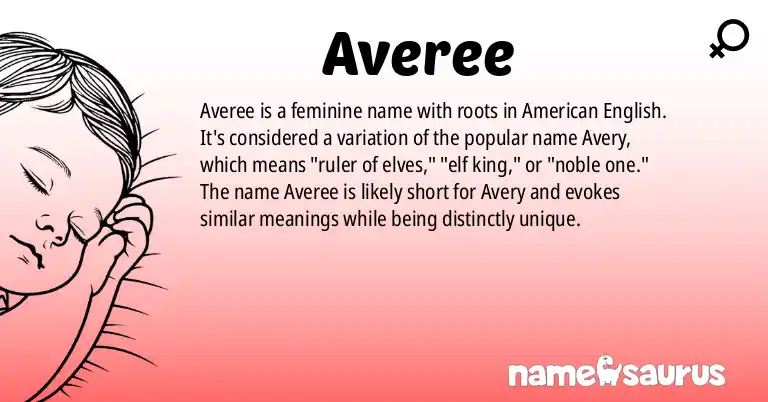Infographic about Averee name meaning, Averee is a name from English (American) origin(s).