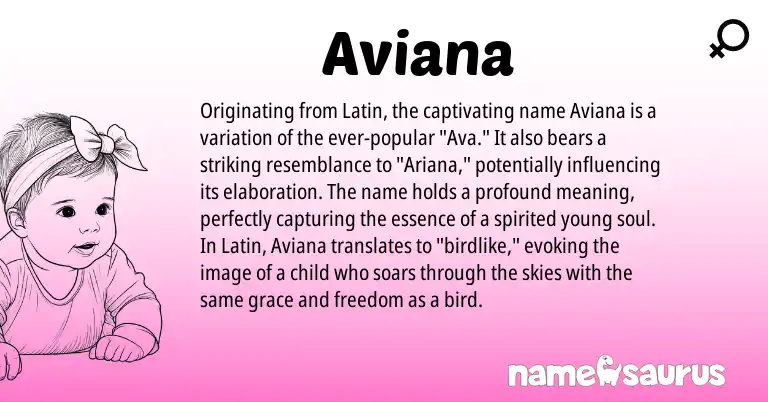 Infographic about Aviana name meaning, Aviana is a name from Latin origin(s).