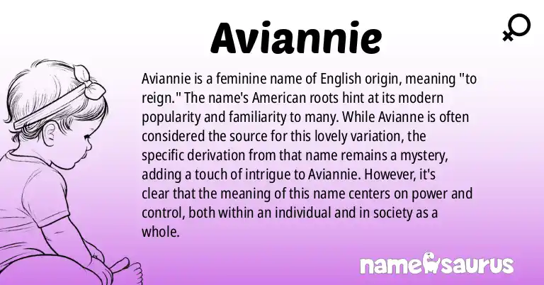 Infographic about Aviannie name meaning, Aviannie is a name from English (American) origin(s).