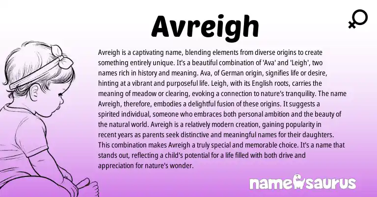 Infographic about Avreigh name meaning, Avreigh is a name from Germanic, English origin(s).