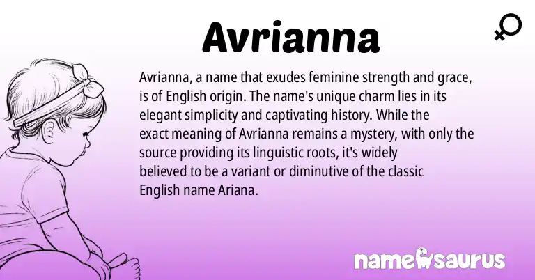 Infographic about Avrianna name meaning, Avrianna is a name from English origin(s).
