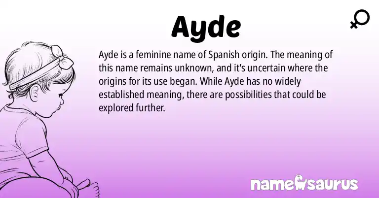 Infographic about Ayde name meaning, Ayde is a name from Spanish origin(s).