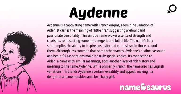 Infographic about Aydenne name meaning, Aydenne is a name from French origin(s).