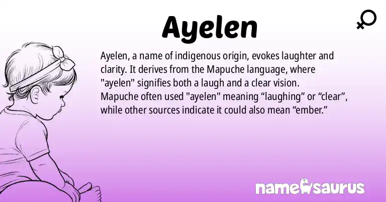 Infographic about Ayelen name meaning, Ayelen is a name from Indigenous American, Mapuche origin(s).