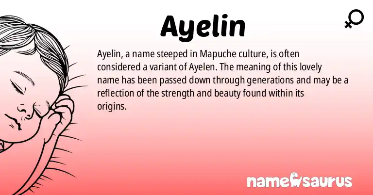 Infographic about Ayelin name meaning, Ayelin is a name from Mapuche origin(s).
