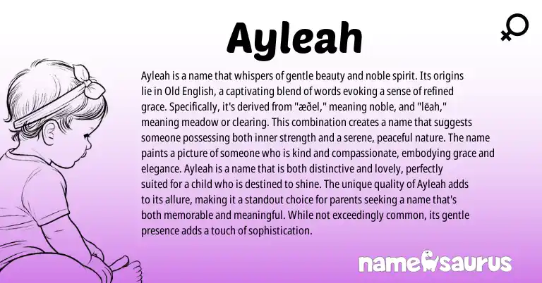 Infographic about Ayleah name meaning, Ayleah is a name from English origin(s).