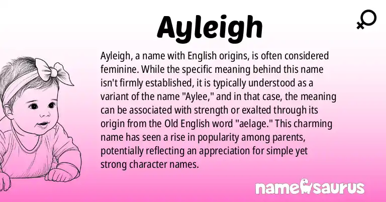 Infographic about Ayleigh name meaning, Ayleigh is a name from English origin(s).