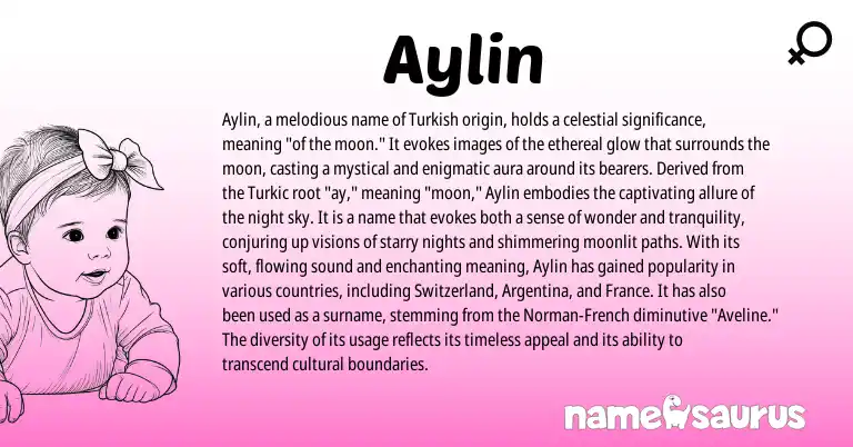 Infographic about Aylin name meaning, Aylin is a name from French, Norman, Turkish, Argentina origin(s).