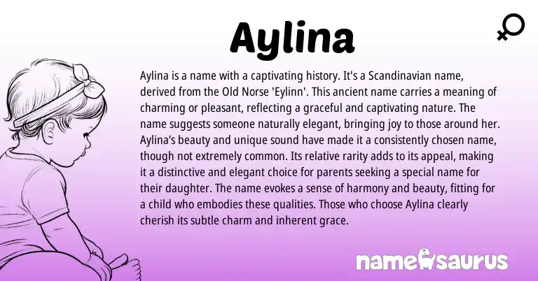 Infographic about Aylina name meaning, Aylina is a name from Scandinavian, Norse origin(s).