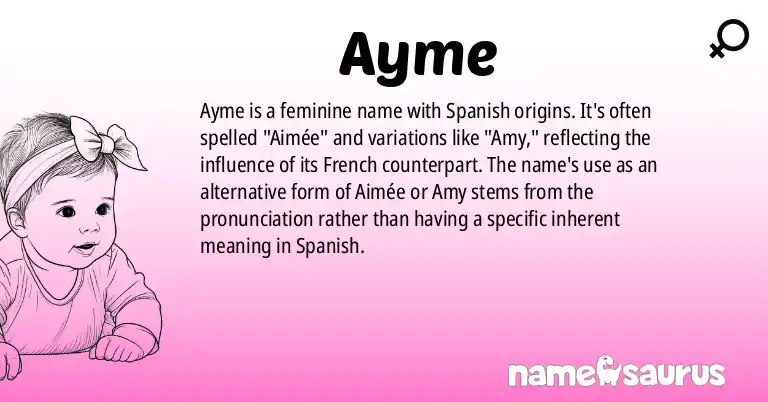 Infographic about Ayme name meaning, Ayme is a name from Spanish origin(s).