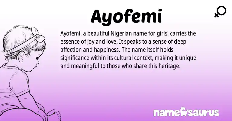 Infographic about Ayofemi name meaning, Ayofemi is a name from Nigerian origin(s).