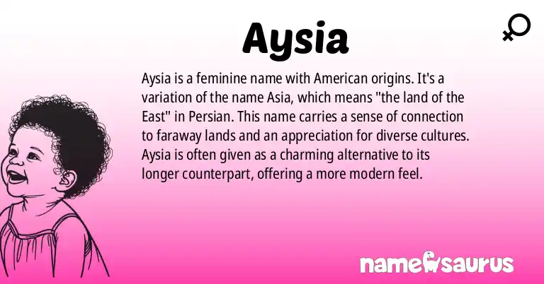 Infographic about Aysia name meaning, Aysia is a name from American origin(s).