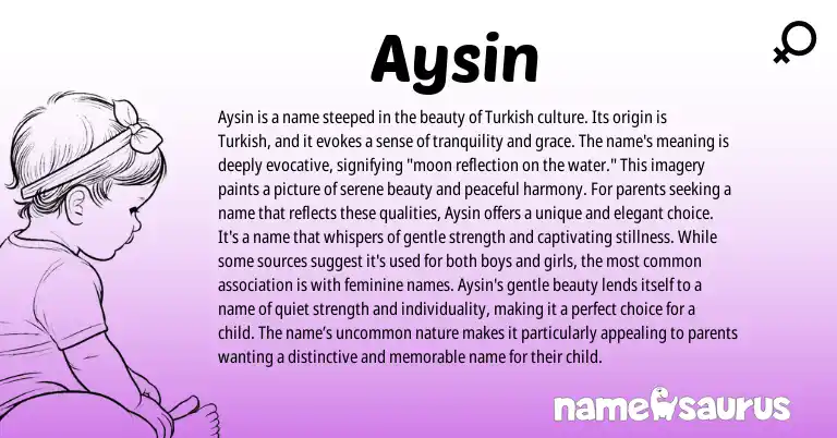 Infographic about Aysin name meaning, Aysin is a name from Turkish origin(s).