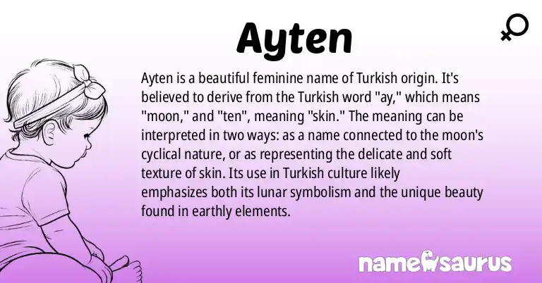 Infographic about Ayten name meaning, Ayten is a name from Turkish origin(s).