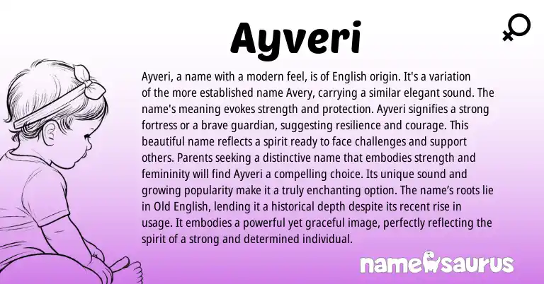 Infographic about Ayveri name meaning, Ayveri is a name from English origin(s).