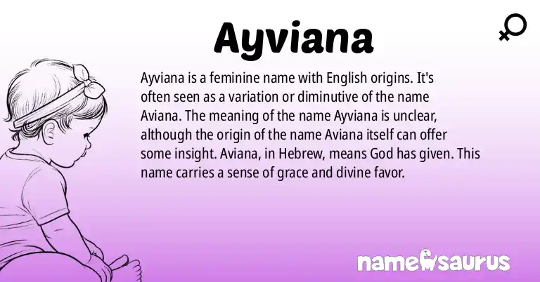Infographic about Ayviana name meaning, Ayviana is a name from English origin(s).
