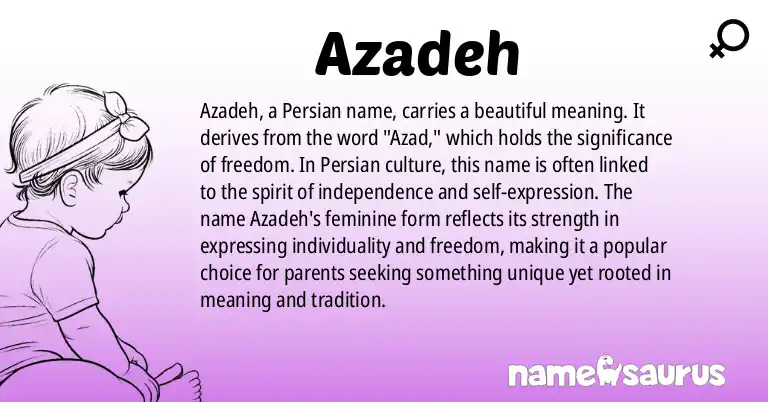 Infographic about Azadeh name meaning, Azadeh is a name from Persian origin(s).