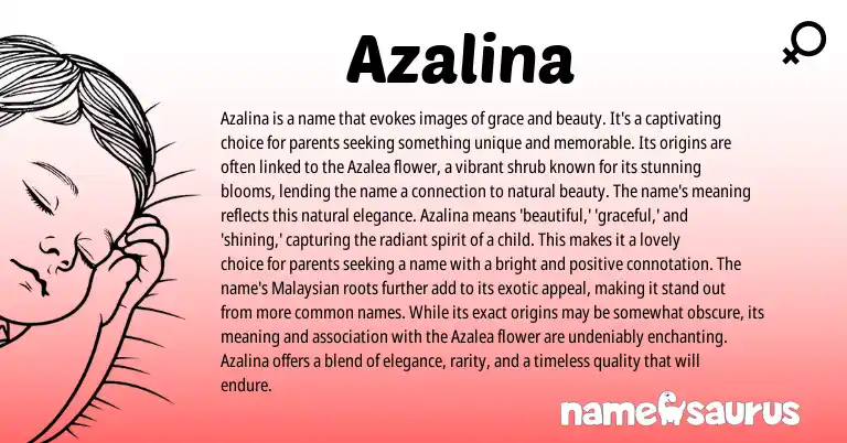 Infographic about Azalina name meaning, Azalina is a name from Other origin(s).