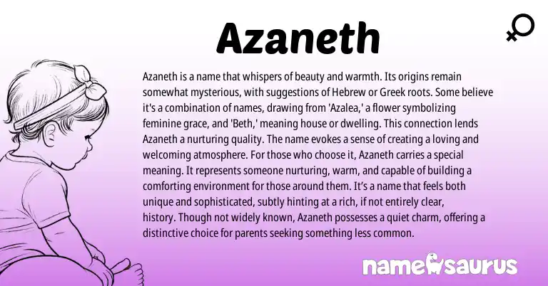 Infographic about Azaneth name meaning, Azaneth is a name from Hebrew origin(s).